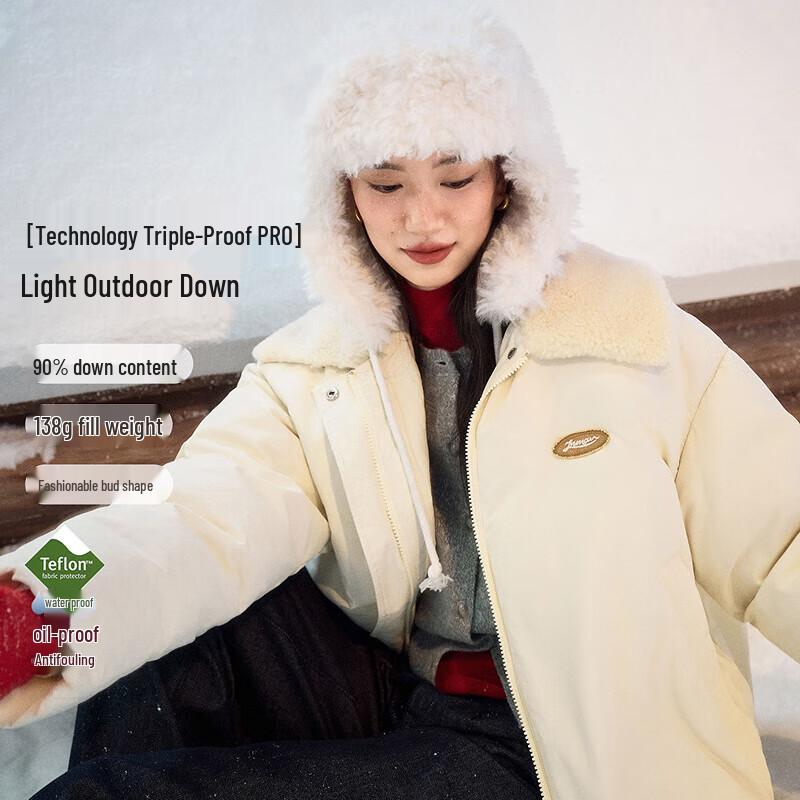 Yinman Women's Plush Lapel Short Down Jacket