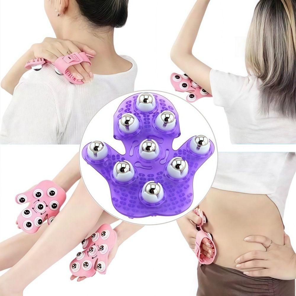 Palm Shaped Massage Glove 360-degree with 9 Metal Roller Body Massager Relieve Fatigue Acupoint Massage Massage Brush