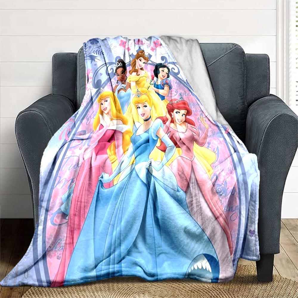Princesses Floral Frame Flannel Blanket Super Soft Warm Cozy Blanket For Sofa Bed Office Travel Allseason Home Decor Gift