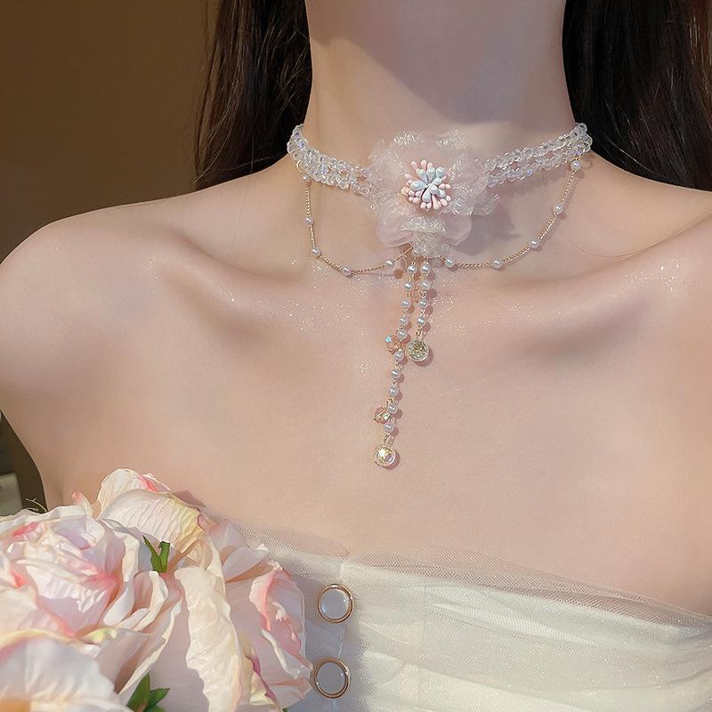Bohemian vacation wind beaded necklace light luxury personality collarbone chain necklace