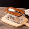 1Set Thickened Glass Butter Dish Set with Rosewood Lid And Bamboo Lid for Kitchen Butter Container Snack Cookie Storage