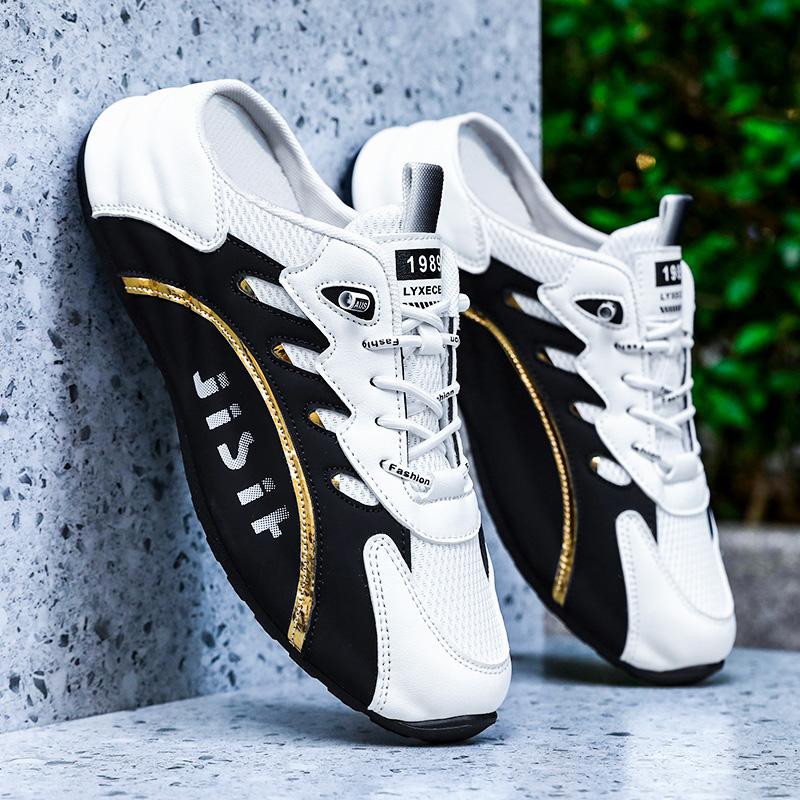 Fashion Men's White Vulcanized Sneakers Flats Comfortable Shoes Men's Basketball Shoes Lightweight Sneakers Lace Up Zapatillas Hombre