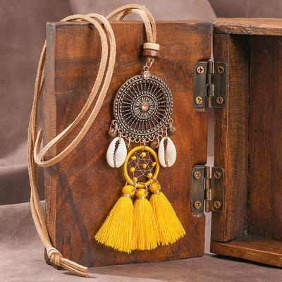 1pcs Vintage Boho Pendant Necklace for Women Shells&Tassel Design Beach Vacation Gifts Rhinestone Inlay Party Decors Versatile