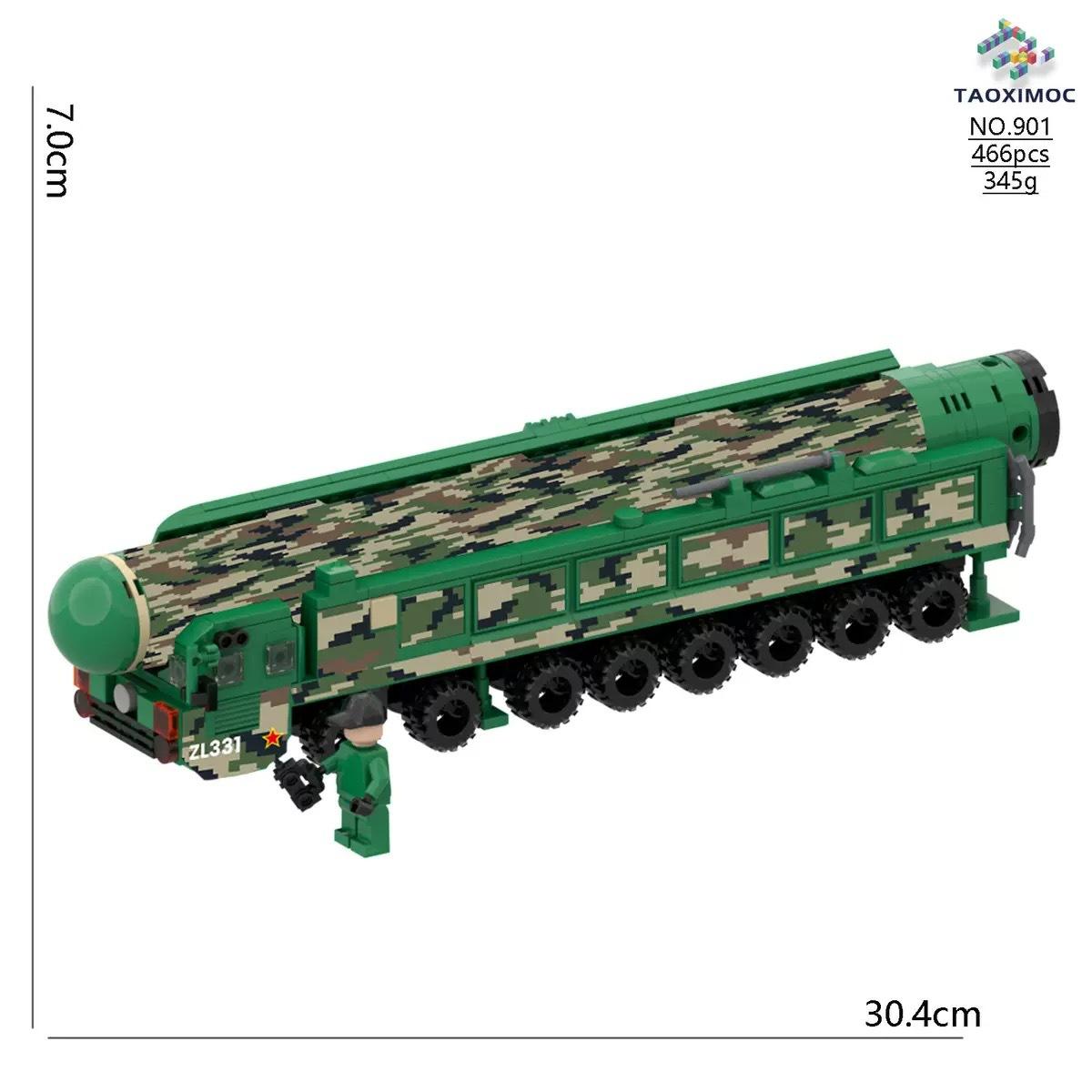 Dongfeng 5C Liquid Intercontinental Strategic Nuclear Missile Vehicle Dongfeng 61 Missile Vehicle Building Block Toy Military Model