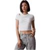 Calvin Klein Solid Color Round Neck Pullover Short Sleeve T-Shirt Women Tops Moonlight-White J223338-YAF