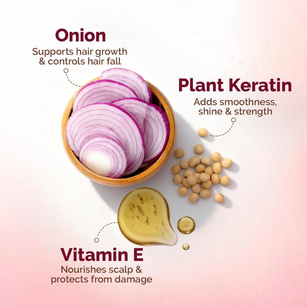 Mamaearth Onion Shampoo for Hair Growth and Hair Fall Control with Onion and Plant Keratin | Reduces Hair Fall | Strengthens & Smoothens Hair | For