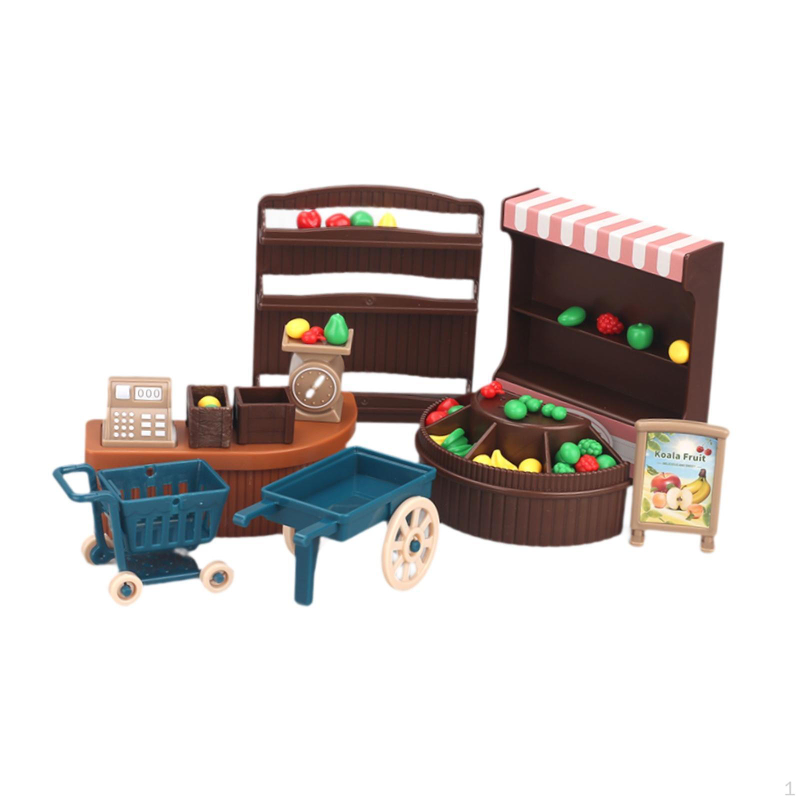 

Dollhouse Fruit Vegetable Rack Miniature Shop Pretend Shelf Party Favor Food Toys