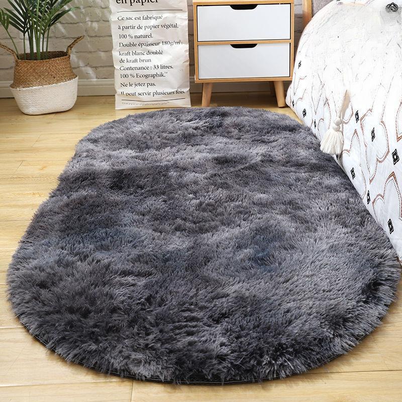 Oval Fluffy Carpet Shaggy Rug Bedside Mat Cute Colorful Living Room Rug Long Hair Carpet Home Decoration