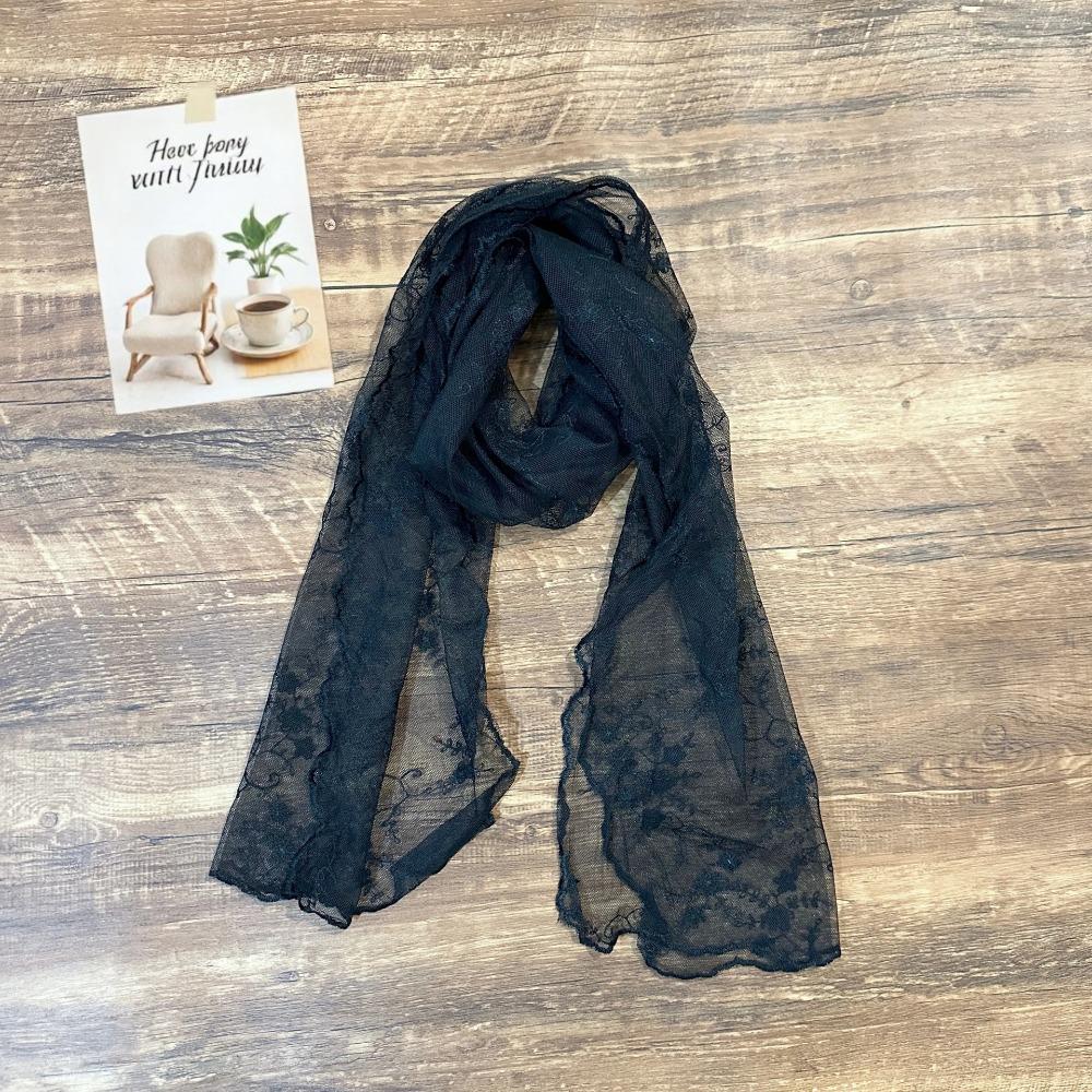 New Lace Embroidery Lace Scarf Literary Yarn Elegant Long Scarf Korean Style Embroidery Scarf Elegant