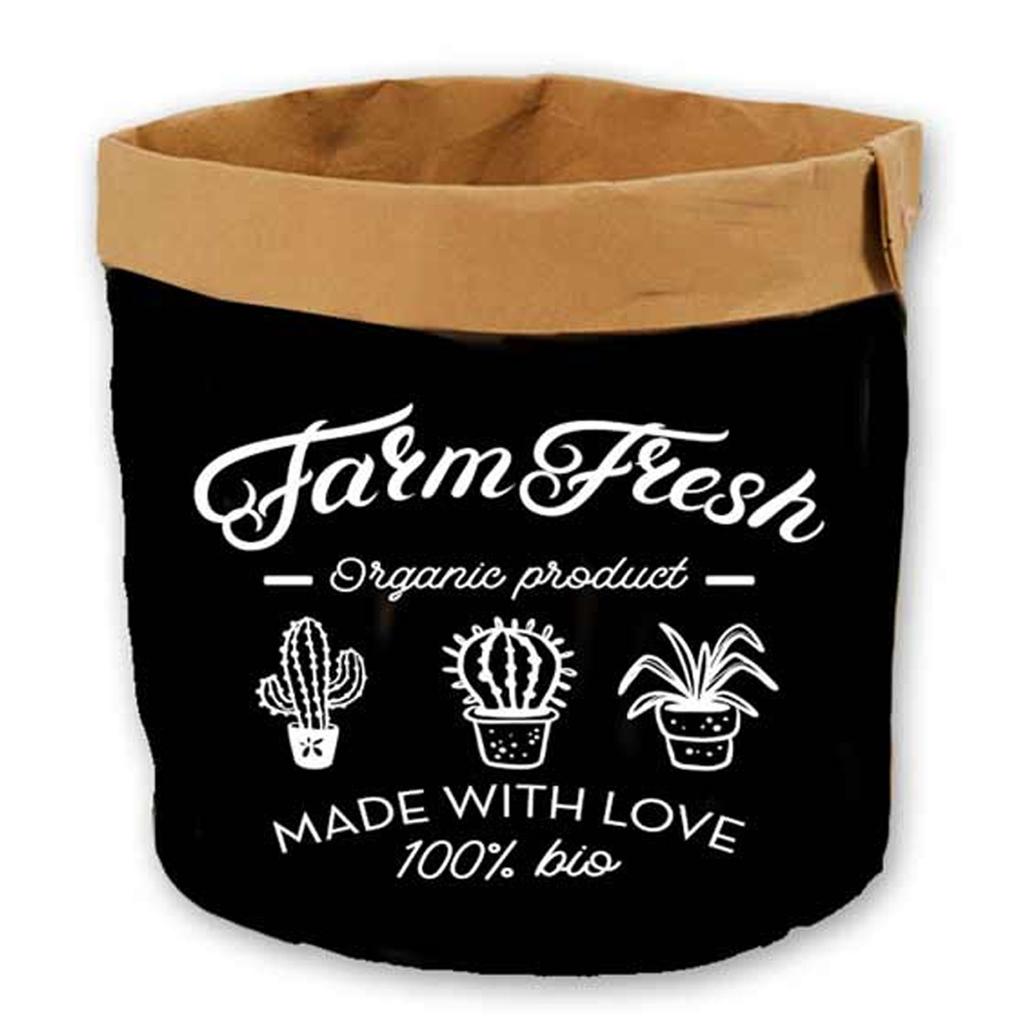 Les Trésors De Lily [R2241] - 'Farm Fresh' Black Brown Paper Planter - 14x13 Cm