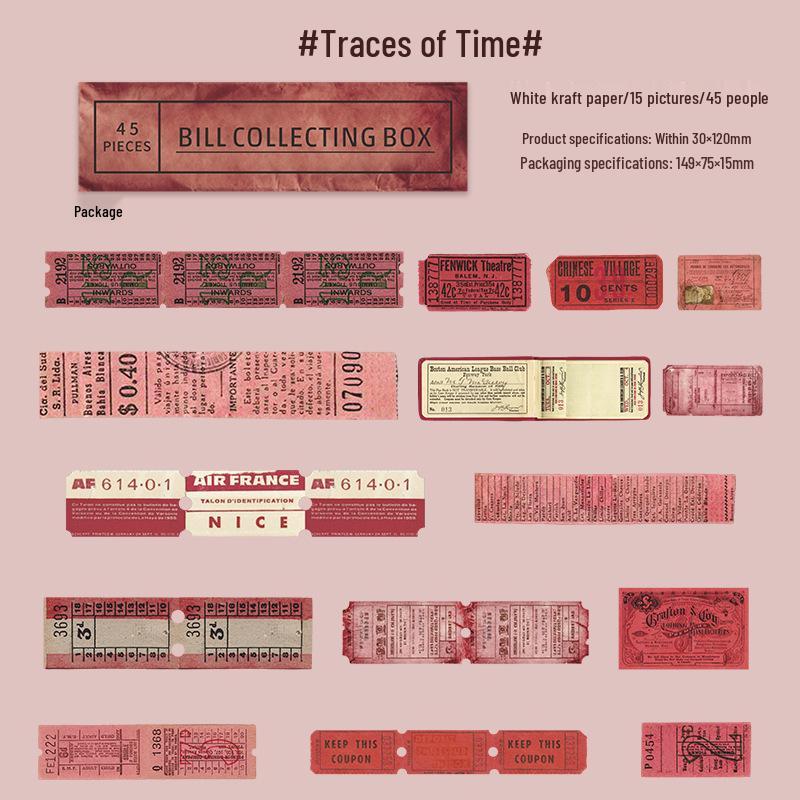 

Retro Ticket Sticker Pack for Journals: Antique Office Decor Set