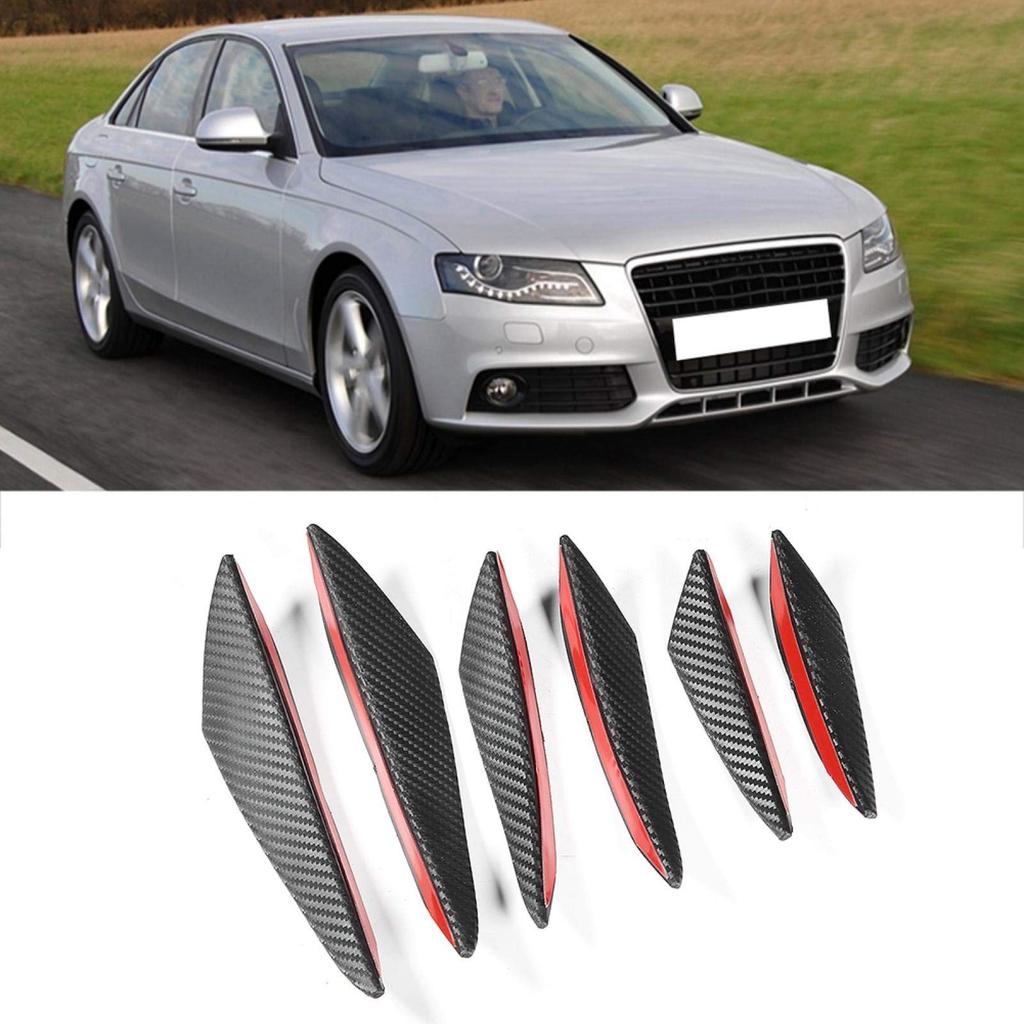 Car Bumper Canard Fin Splitter, 6pcs/Set Carbon Fiber Textured Car Bumper Fin Canard Splitter