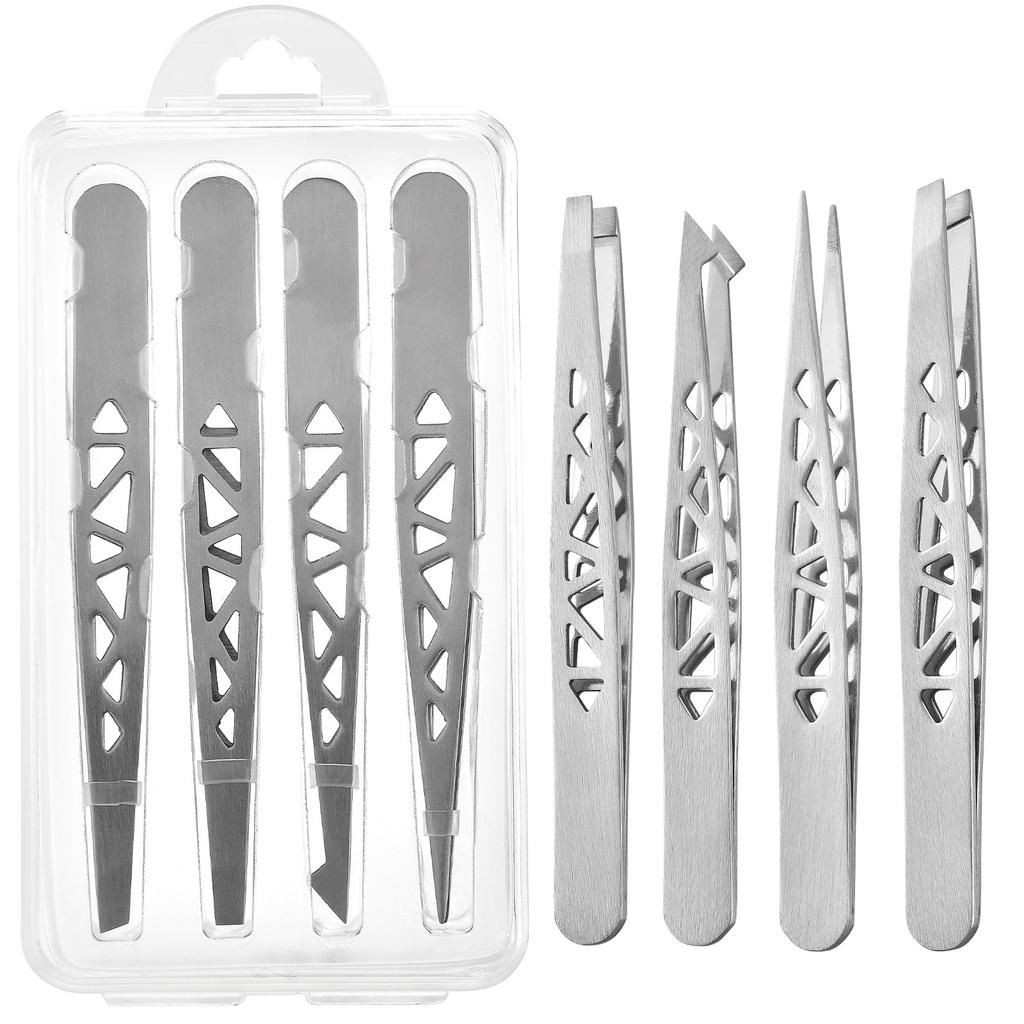4-teiliges hochwertiges professionelles Pinzetten-Set - Perfekt für die Entfernung von Augenbrauenhaaren, Splittern und eingewachsenen Haaren & für Männer & Frauen