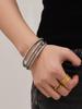 Geometric Circle Zircon Mother-of-Pearl Bead Bracelet, 18K Gold-Plated Stainless Steel