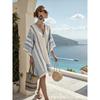2026 women's V-neck dress seaside vacation 3D printing loose skirt beach