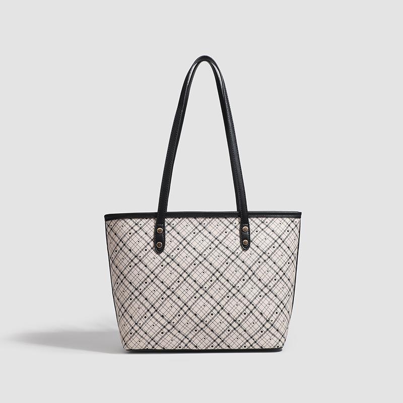 

Grid Patterned Autumn and Winter Tote Women s Bag New Polka Dot Single Shoulder Versatile Large Capacity Commuting With hanging ornaments чёрный