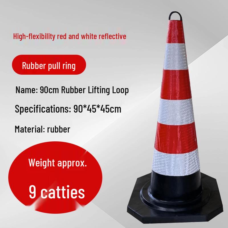 Reflective 90cm Rubber-Plastic Safety Cone with Ice Cream Handle for Road and Construction Use