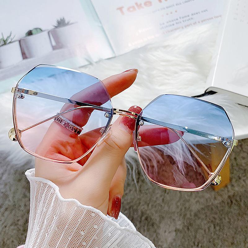 Ochelari de soare cu gradient la modă Vacanță Camping Ochelari de soare cu degrade la modă Ochelari foto de stradă cu cadru mare de lux retro