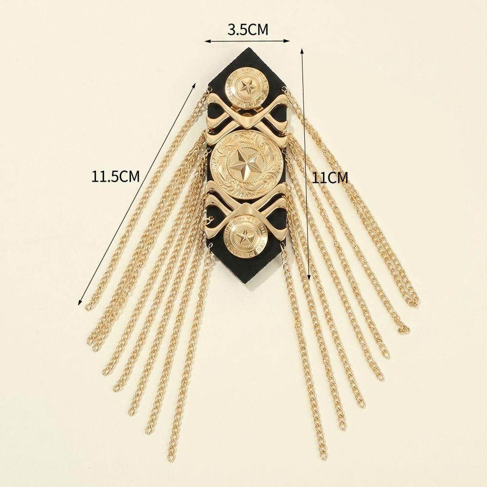 Metal Shoulder Board Badges Tassel Chain Fringed Epaulet Decoration Vintage Brooch Pin For Jacket