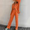 Women's 2 Piece Casual Outfits Long Sleeve Button Down Shirt High Waist Long Pants Loungewear Streetwear