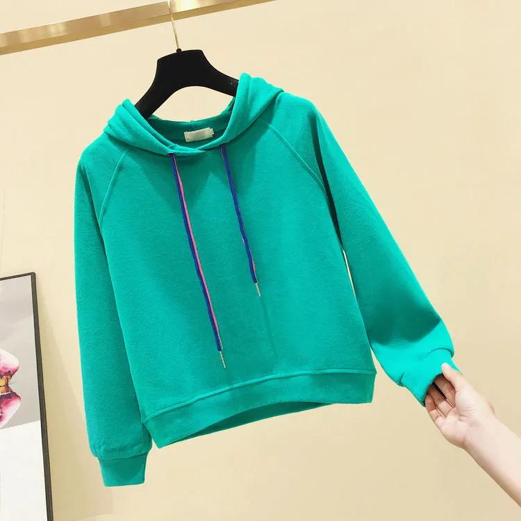 Sweatshirt for Women Oversize Hooded Solid Color Thickened Loose Casual Pullover Long Sleeve Winter Sweatshirt Top