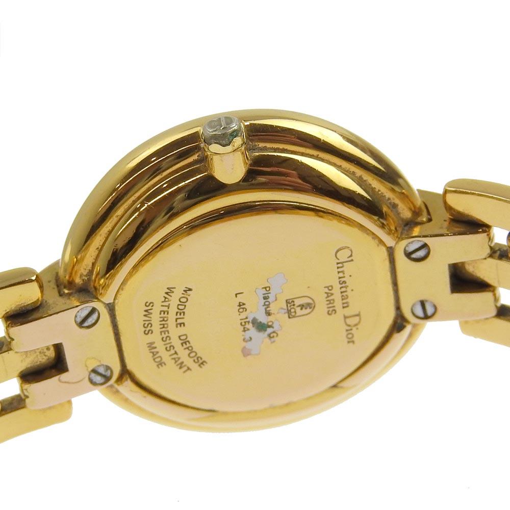 Dior Bagira Watches 46.154.3 blackDial Plated Gold Quartz Analog display Women Used