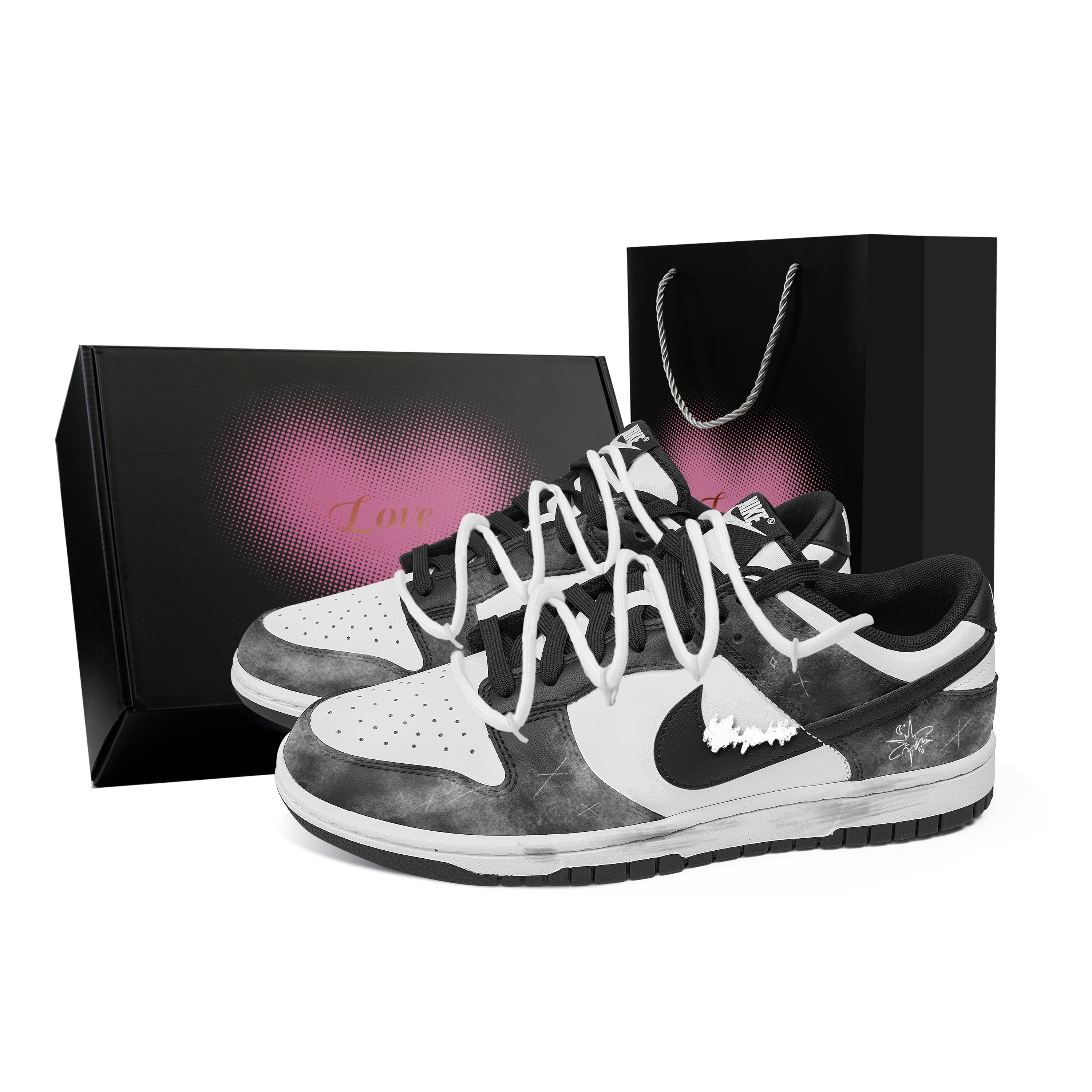 

Nike Dunk Dark Night Starry, Heart Box Abrasion Resistant Low top Skateboard Shoes Unisex Black White DD1391-100(Team529--) 37.5