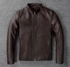 Casual Men Leather Jacket Thin Soft Cow Leather Black Brown Standard Collar Men's Short Coat Spring