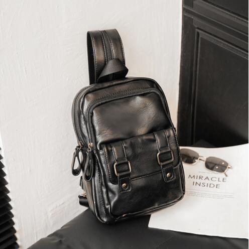 Men s Backpack Small Chest Bag Men Shoulder Bag Good Quality Pu Leather Men Bag Casual Business Male Crossbody Backpacks Mochila 20cmX5cmX28.5cm чёрный