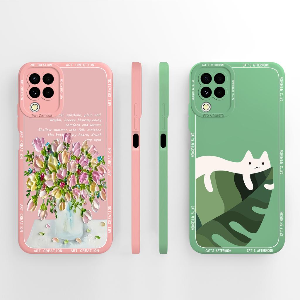 For Samsung M22 M32 A22 4G Case Cute Panda Soft Liquid Silicone Phone Back Cover For Galaxy M 22 32 A 22 Funda Camera Protectors