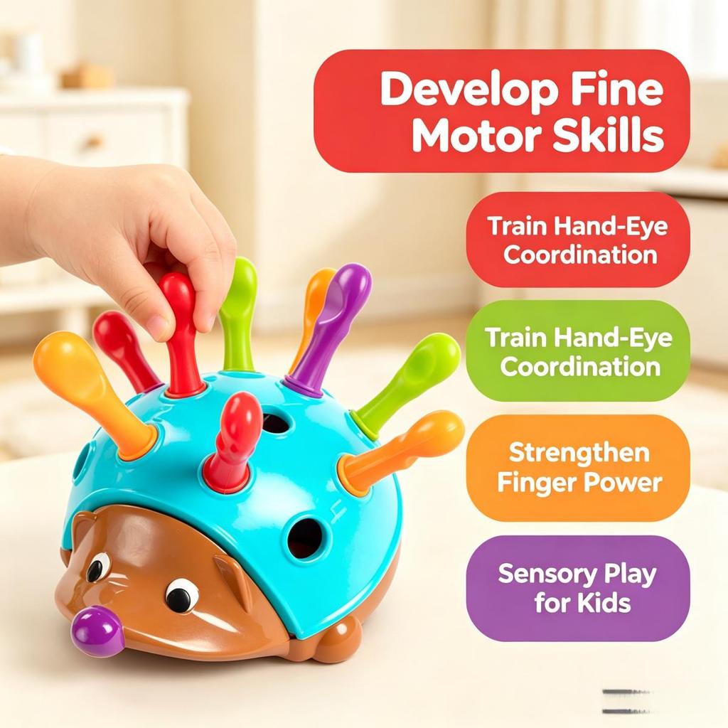 Hedgehog Fine Motor Skills Toy for Kids Early Learning Educational Sorting Game