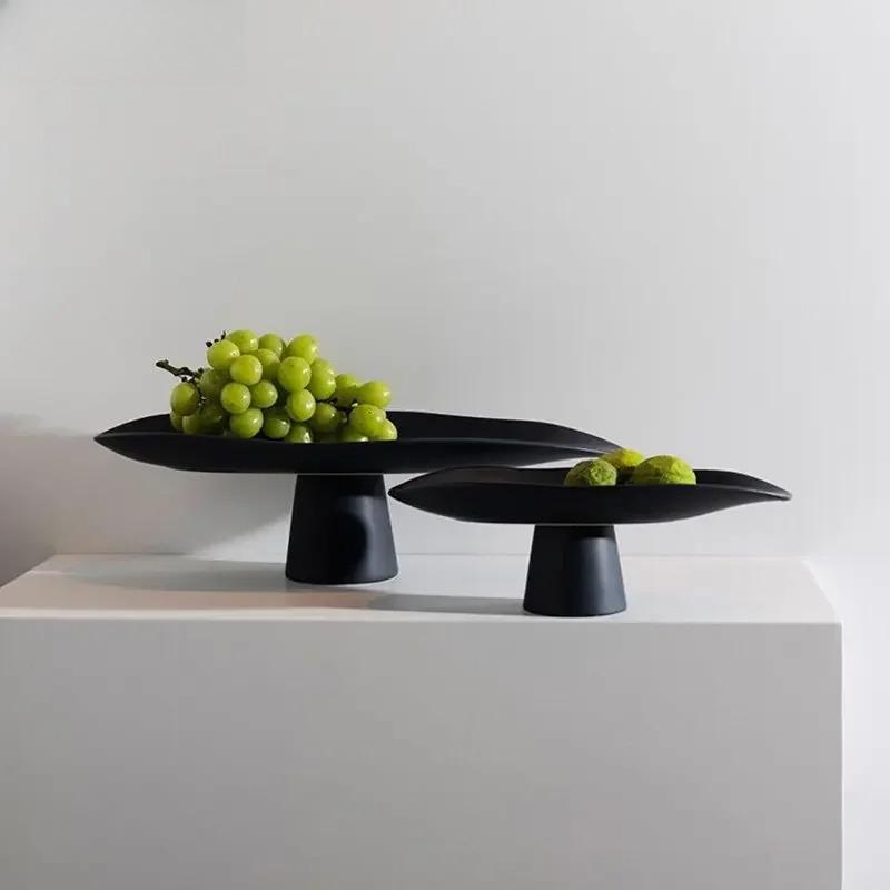 Ceramic High Leg Fruit Plate Creative Snack Storage Tray Dry Fruit Tray Dessert Trays Cake Trays Decorative Household Products
