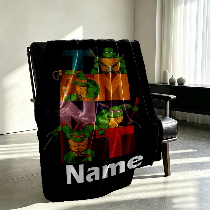 Custom Name Personalized Teenage Mutant Ninja Turtles Print Blanket, Home Decor, Bedroom, Sofa, Camping, Couch, Gifts for Birthday Christmas