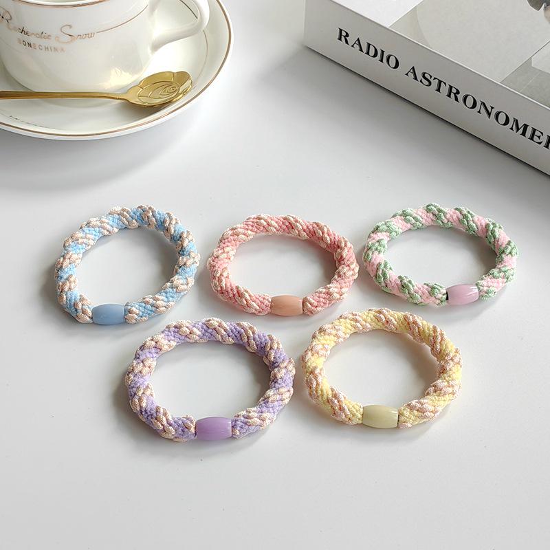 Women’s Cute Candy Color Elastic Braided Hair Ties with Leather Covers