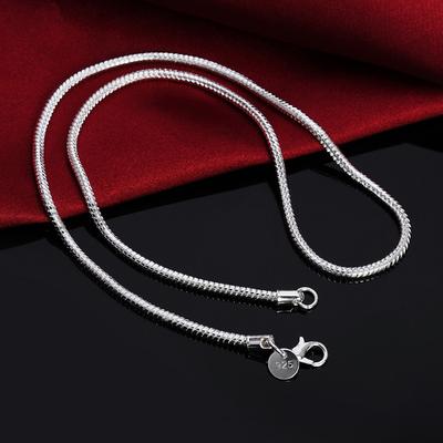 925 Sterling Silber 3mm Schlangenkette Halskette Hochzeit Charm Schmuck