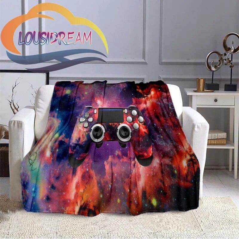 Flanel Herní rukojeť Deka Gamer Tisk Celoroční lehký plyš Útulný Super měkký Luxusní gauč Rozkládací pohovka
