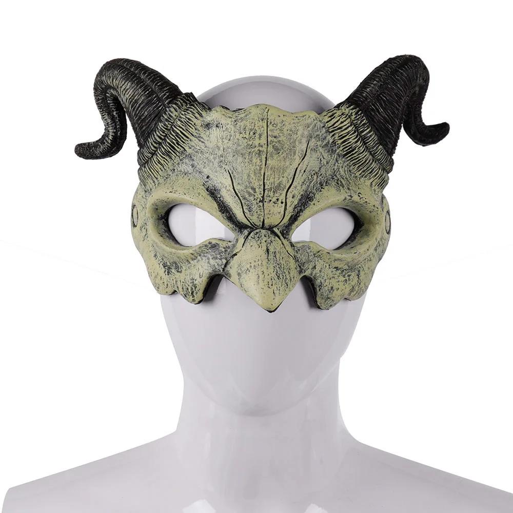 Halloween Dämonenmaske Hörner Teufel Halbgesichtsmaske Party Cosplay Horror Monster Maskerade Gruselig Spukhaus Requisiten Pu Maske Dekor