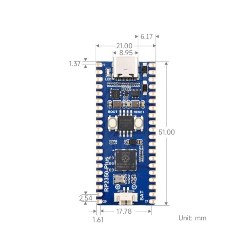 Fortschrittliches RP2350 Plus Mikrocontroller-Board mit 26 GPIO-Pins und USB-Typ-C-Schnittstellen