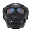 Black Mask+Gray Lens Skull Tactical Mask Full Face Protective Helmet W/ Goggles