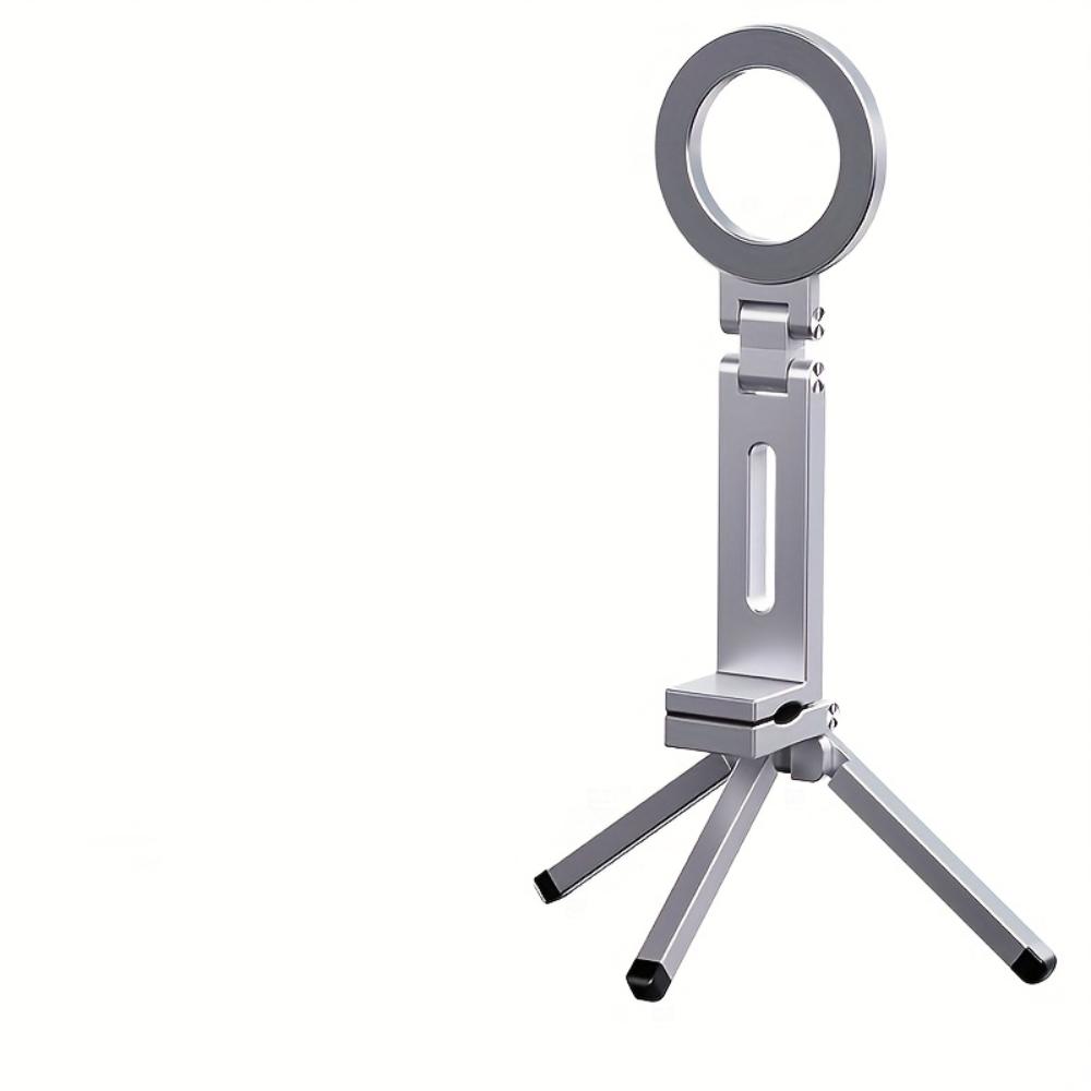 Portable Magnetic Phone Holder — 360 ° Rotating, Foldable Suction Clip for Car Dashboard & Desk, Universal Hands-Free Silvery