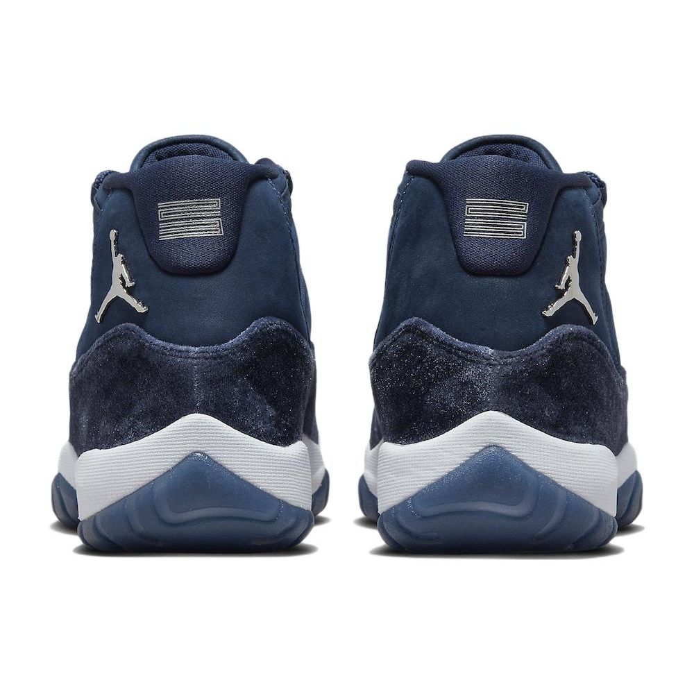 Air Jordan 11 Retro Midnight Navy Velvet Women Sneakers Blue Metallic-Silver White AR0715-441