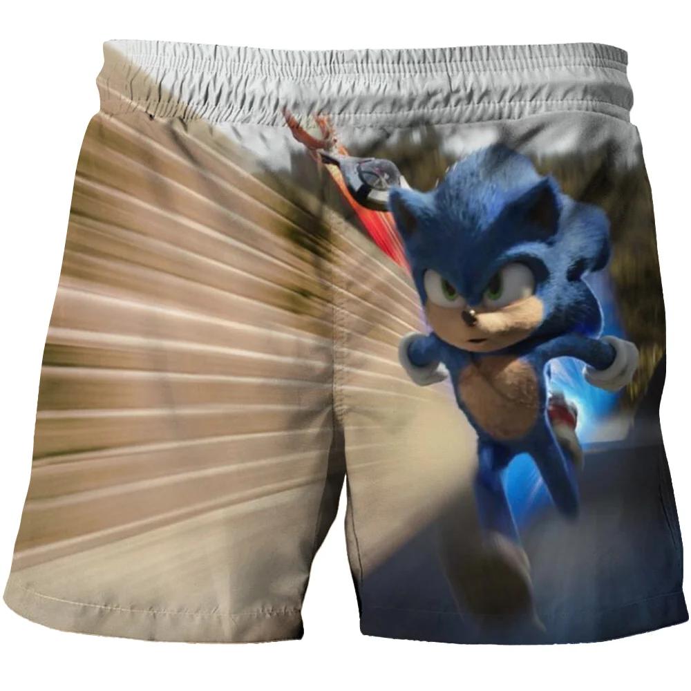2025 Pantaloni de plajă MINISO pentru copii 4-14A Pantaloni scurți Sonic 2 Fete Băieți Pantaloni Harajuku Pentru Copii Imprimeu Desene Animate 3D Pantaloni Kdis