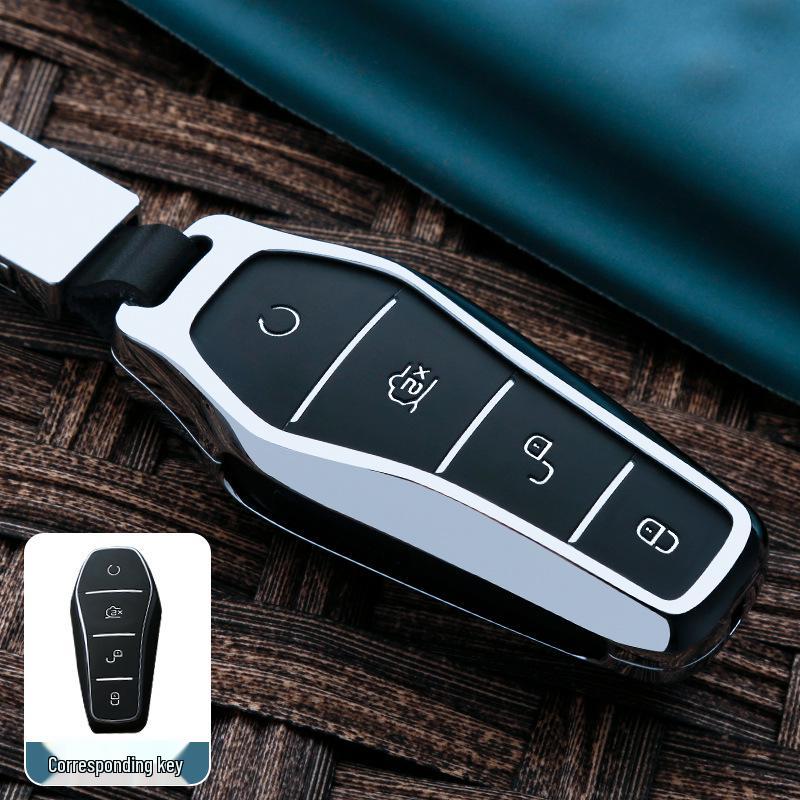 BYD Key Cover: Compatible with Qin Plus DMI, Dolphin, e2, Yuan, Qin Plus DMIE6, e3 - Metal Key Shell with Buckle.