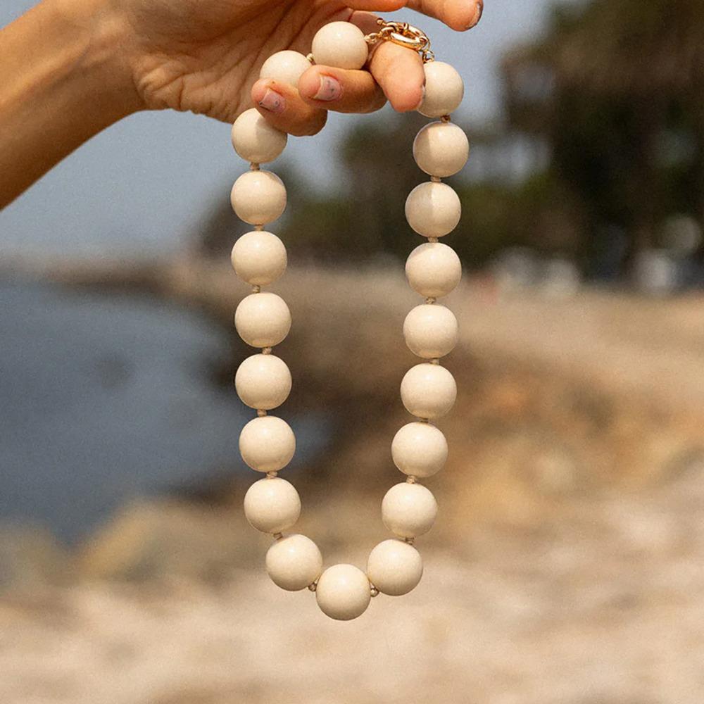 Large Beaded Necklace Acrylic Women Necklaces Retro Round Beads Choker  Jewelry Gift