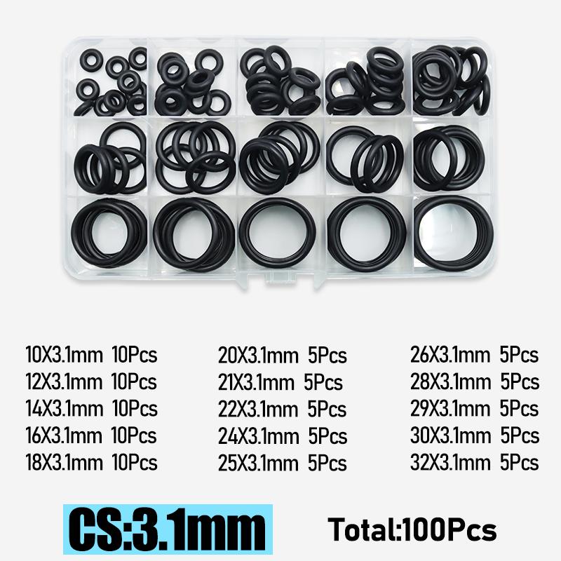 CS1.0-4.0mm Rubber O Ring High Quality Sealing Washer Balck NBR O-ring Plumbing Gasket Car Air Condition Oil Resistant Oring Kit