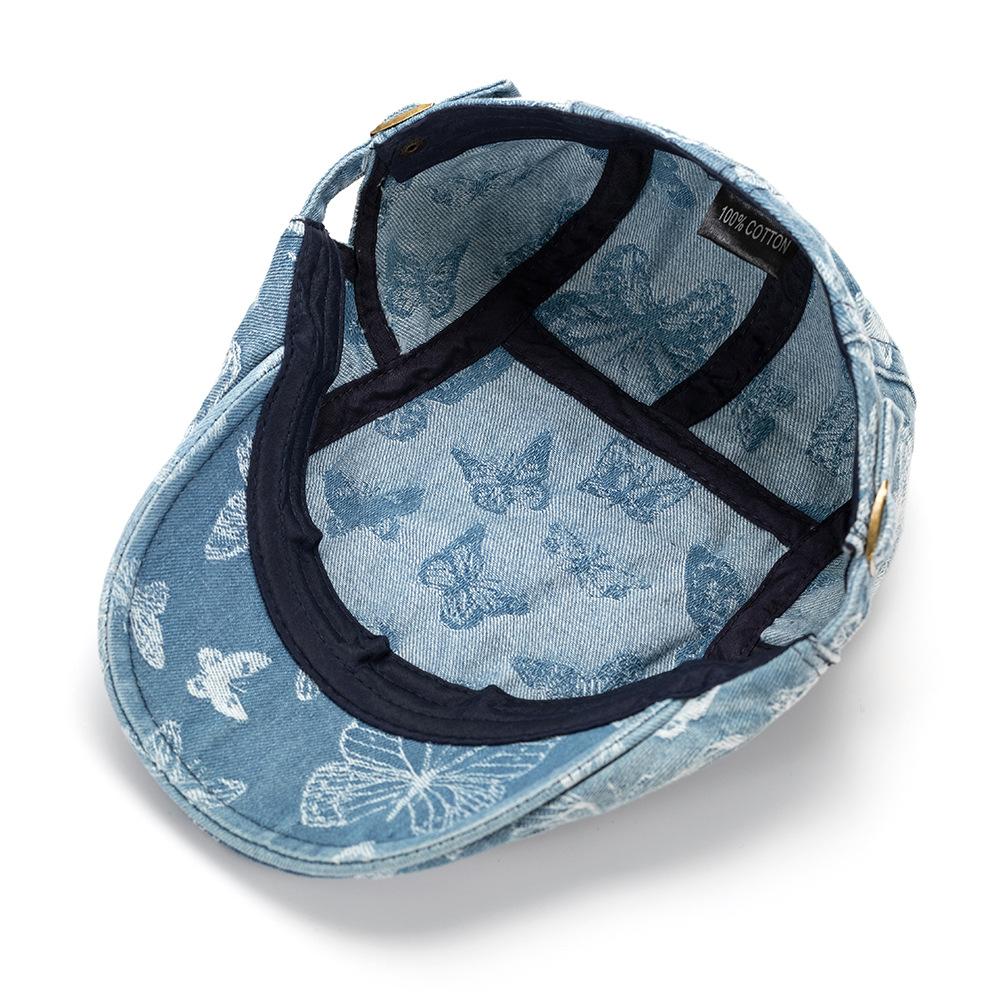 Butterfly Peaked Cap Retro Denim Beret Women Jacquard Progressive Cap