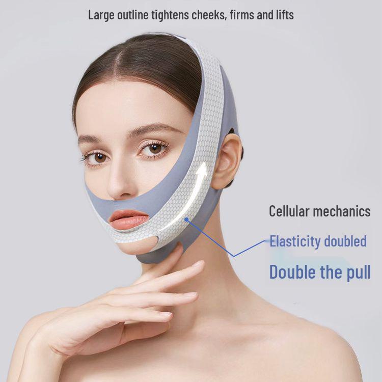 Liten V-ansiktsmask: Lyftande, Uppstramande, Hudvänlig, Andningsbar, Lätt Ansiktsbandage för Dubbelhaka.