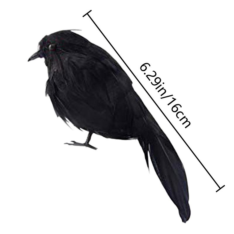 Sztuczne Wrony Halloween Realistyczne Wrony Dekoracja Halloween 6,3 cala Dekoracja Kruk Ozdoby Rekwizyt Kruk na Imprezę Podwórko Drzewo