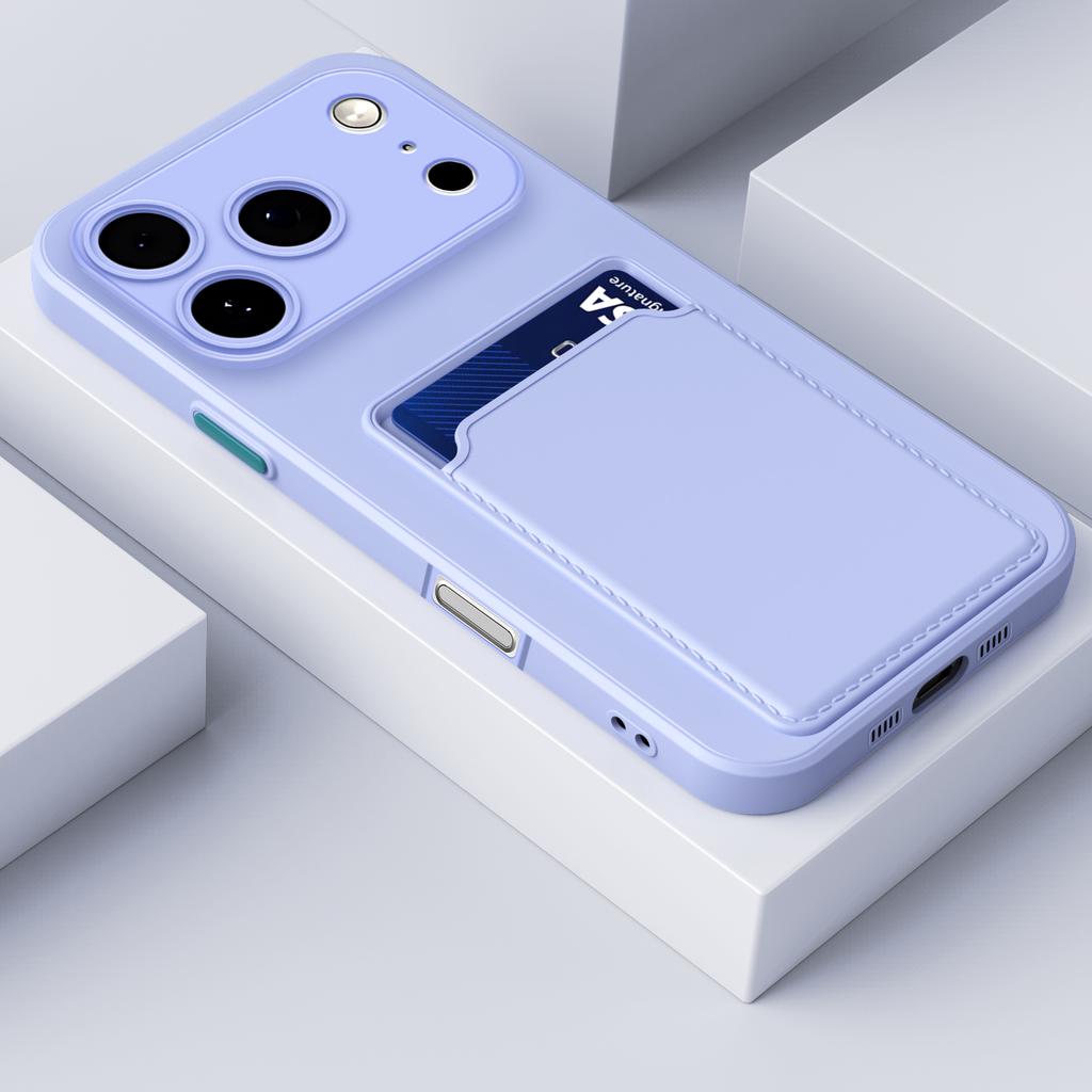 Luxury Soft Silicone Card Holder Wallet Phone Case for iPhone 17 16 15 14 Plus 13 12 11 Pro Max Shockproof Card Slot Back Cover