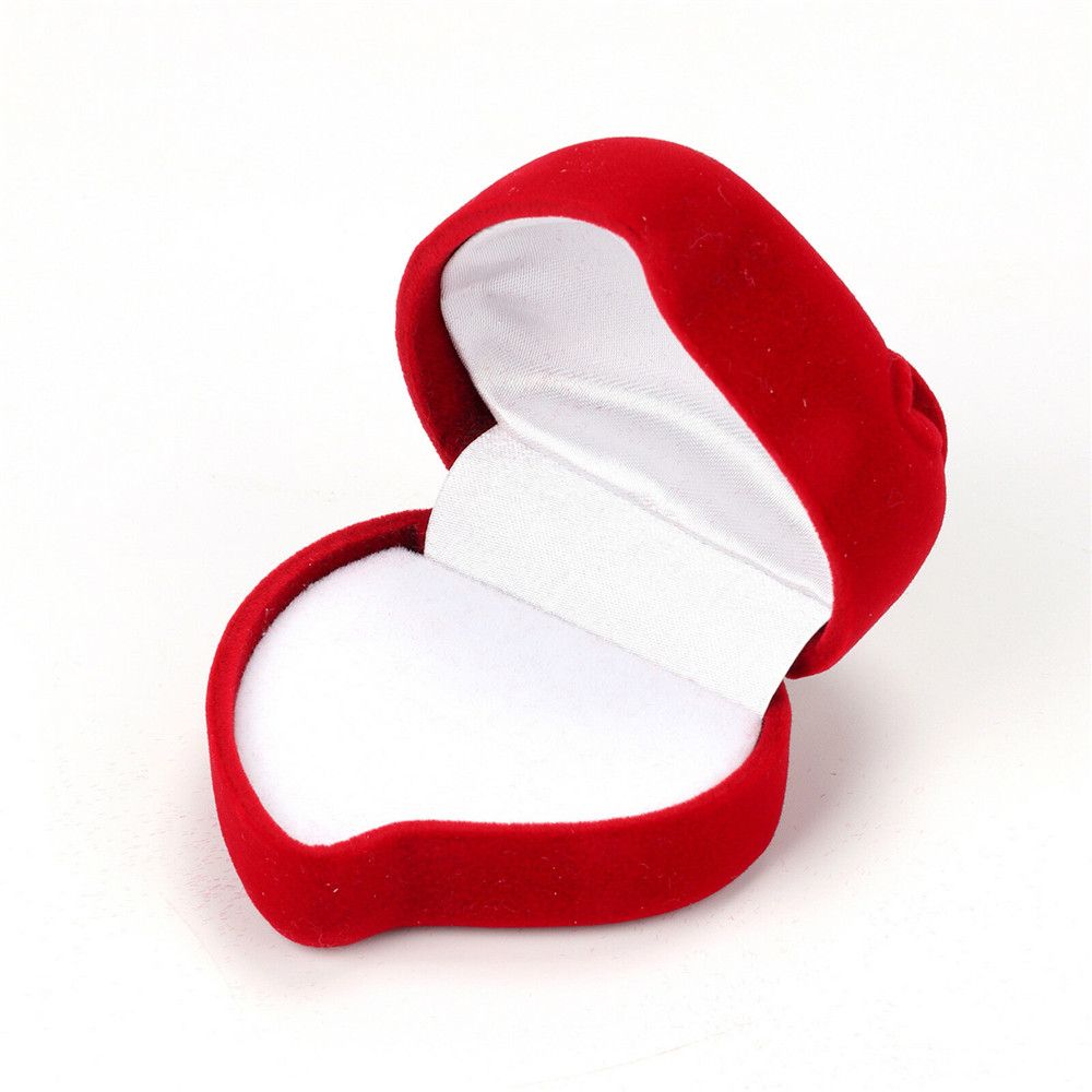Exquisite Gift Storage Cute Velvet Ring Box Jewelry Box Wedding Ring Box Red Heart